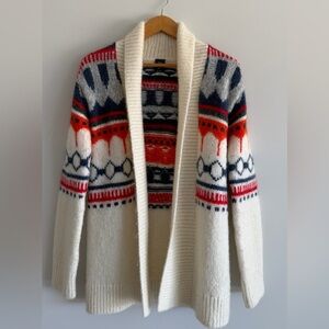 GAP Maternity XS/S Fair Isle Cardigan Mohair Wool Blend Open Front Cozy Sweater